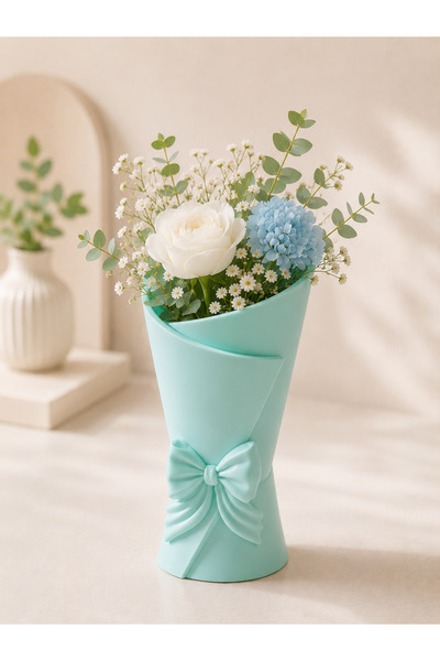 lysiaaccessory Flower Bouquet Shaped Decorative Vase – Modern Design with Bow...