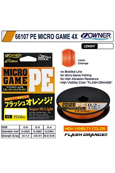 Owner Cultiva 66107 Micro Game PE 4x 150mt Orange İp Misina