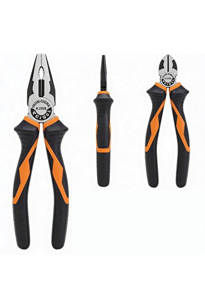 TOLSEN 3 Piece Pliers Set Multi Purpose Hand Tool Kit with Combination Long N...