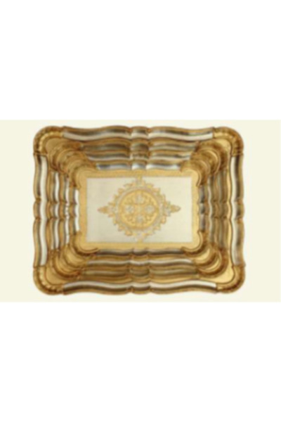 L&M FLORENCE ART L&M 1/or-5 Rosewood Gold/Silver Tray 47X38 cm