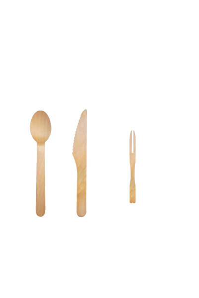 MEISHANG Set 300 tacamuri din lemn Meishang, 100 cutite, 100 lingurite, 100 f...