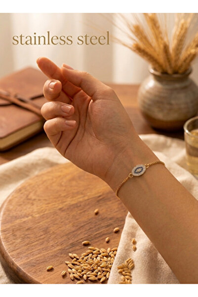 stainless steell Gold Color Adjustable Shuttle Eye Lift Steel Bracelet