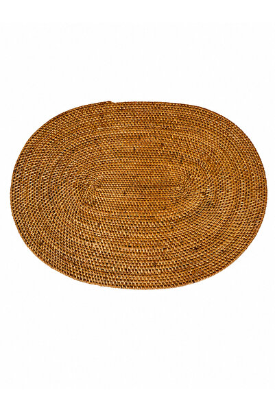 ipekbambuhome Oval Hasır Amerikan Servis ve Duvar dekoru 40x30 cm