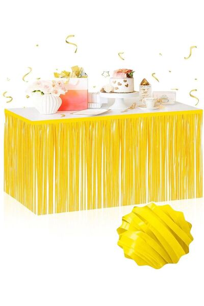 atastore2017 Self Adhesive Macaron Yellow Tassel Table Skirt – 75 X 275 cm Pa...