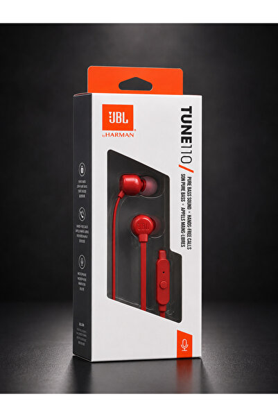 Generic سماعة أذن سلكية داخلية من JBL، موديل TUNE 110، باللون الأحمر