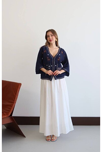 LOKADI Authentic Embroidered Women's Kimono Jacket - Bohemian Style Cotton Do...