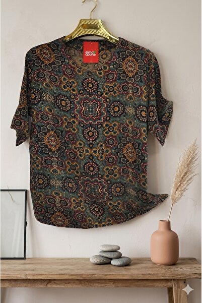 elma abone Plus Size Women's Viscose Kisakol Shirt Bluz