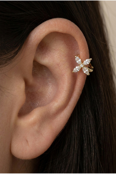 Vilma Aksesuar Altın Renk Çelik Halka Helix Conch Piercing (8mm) Hipoalerjeni...