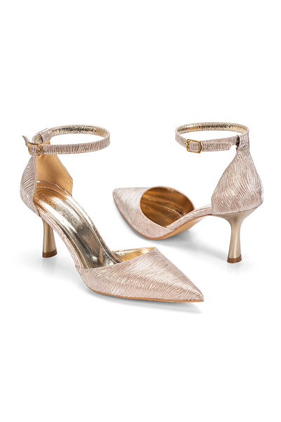 MFT AYAKKABI Rose Gold Ankle Strap Pointed Toe Evening and Event High Heels
