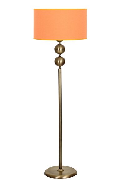 Vinner Eskitme Mat Gold 2 Top Metal Tek Ayaklı Lambader Vintage Salon Lambası