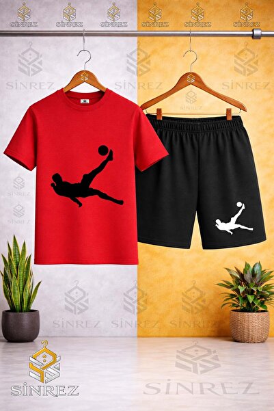 SİNREZ Crew Neck Rovasata Adam Syh Printed T-Shirt - Shorts Set