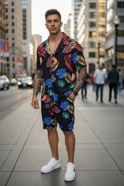 dehaine Summer set for men, shirt + shorts, men's short tracksuit 5501, set w...