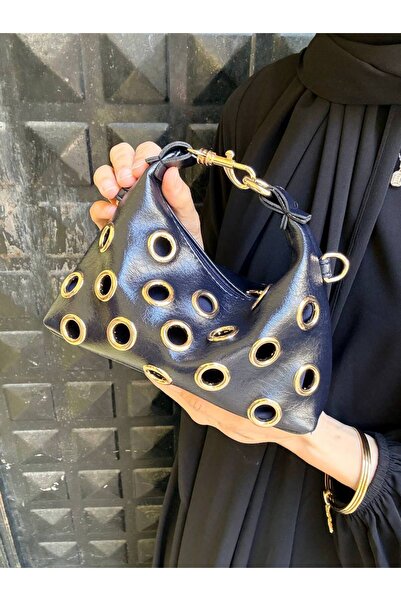 Çanta Trend Leather Look Handbag with Gold Metal Accessories, Suitable for Ha...
