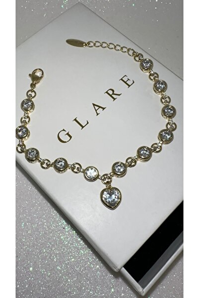 GLARE JEWELRY CO Kalp Charm Model Zirkon Taşlı Paslanmaz Çelik CM Marka Bilek...