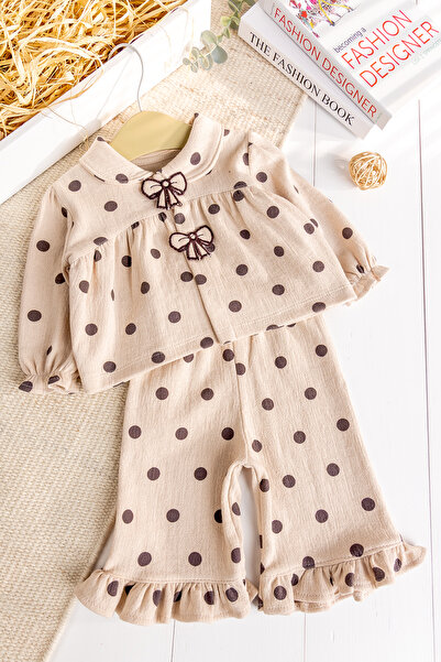Babymod 100% Cotton 2-Piece Baby Girl Set with Polka Dot Patterned Cardigan