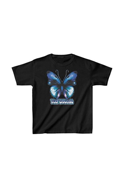 Mariposa Secret تي شيرت مطبوع للأطفال للجنسين - أسود
