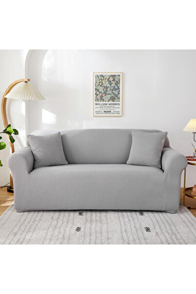 Sale4u 3-Seater Sofa Cover Elastic Lycra Light Grey