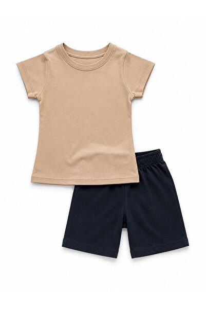 ozbaby.com Unisex Yazlık Çocuk Bebek Takımı Kısa Kollu Basic Tişört ve Şort Seti