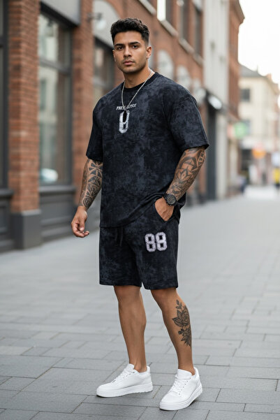 dehaine Summer set for men, t-shirt + shorts, men's short tracksuit SA21