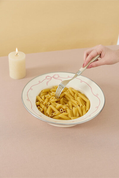 EMAYlab Rebel Bow Enamel Pitted Pasta and Salad Plate 24 cm