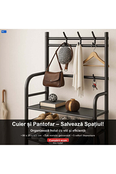 OEM Cuier cu Pantofar Metalic – 5 Rafturi (RO-V13)