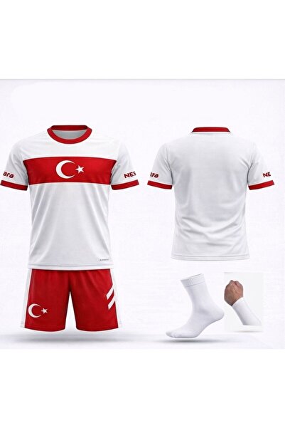sonvadi Türkiye Çocuk forması Takımı 01 Özel Tasarım Beyaz Kırmızı 4 Lü Set F...