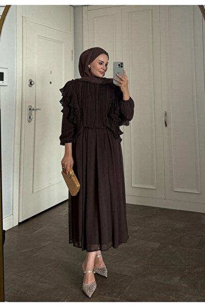 Sara Deluxe Luxury Piled Ruffle Detail Chiffon Skirt and Bluse Set