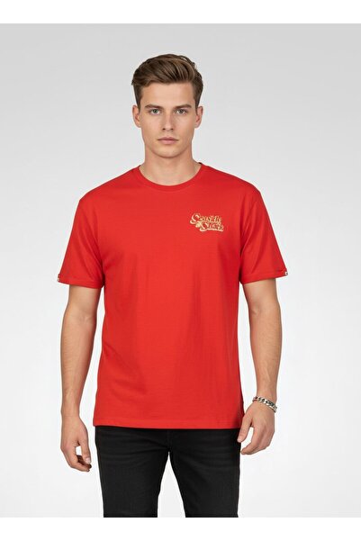 Scotch & Soda Men Crew Neck Short Sleeve Brand Logo T-Shirt, Red