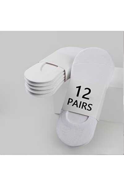 dehaine Set of 12 unisex insole socks for women and men, white socks, black s...