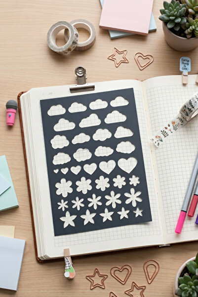 Karmelom Studio Χάρακας προτύπων σχεδίασης σε σχήμα Bullet Journal - Εργαλείο...
