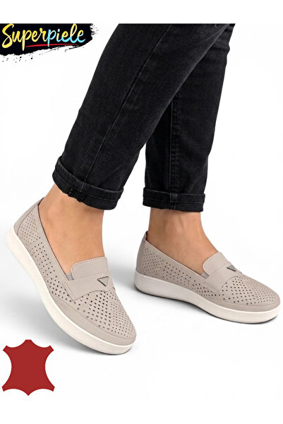 ANGEL BLUE Women's casual perforated lace- Laceless made of Genuine Leather