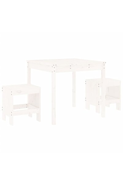 vidaxl Garden bistro set, 3 pieces, white, solid pine wood