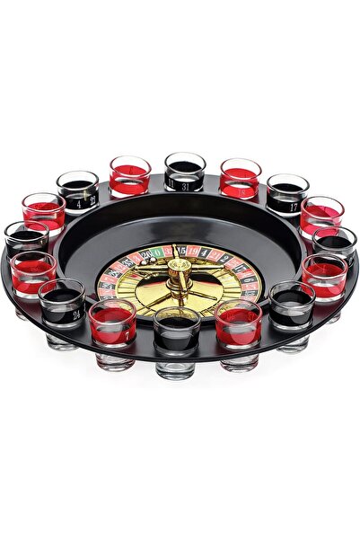 Flippy Joc de băut Ruletă cu pahare de shot Flippy, 30 cm, roșu/negru
