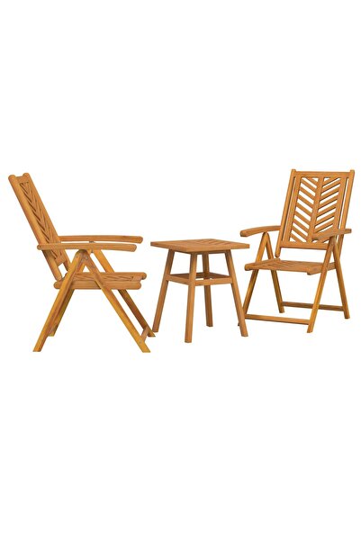 vidaxl Garden Table Set 3 pcs Brown Solid Acacia Wood
