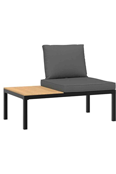 vidaxl Garden bench with cushions, black, aluminum