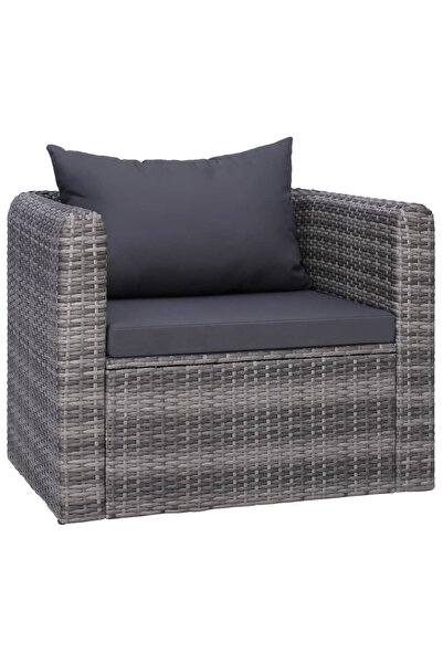 vidaxl Garden chair with cushions, grey, polyrattan