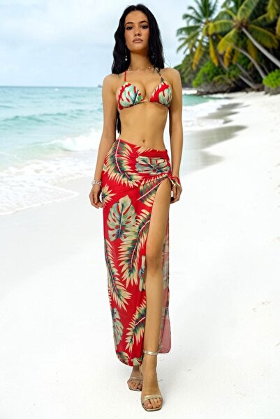 FashionForYou YARINA σετ παραλίας τριών τεμαχίων, φούστα με ρυθμιζόμενο κορδό...