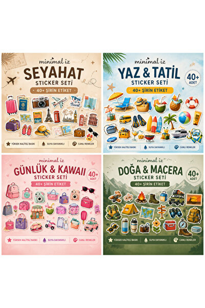 Minimaliz Studio Tatil & Seyahat Sticker Seti | 210+ Adet Mini Etiket | Suya ...
