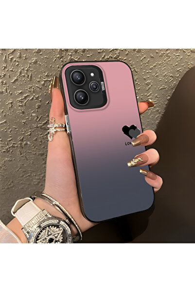 PATTERNOVA Redmi 12 4G/5G Uyumlu Siyah Pembe Geçişli Kalp Kılıf, Her Kıyafete...