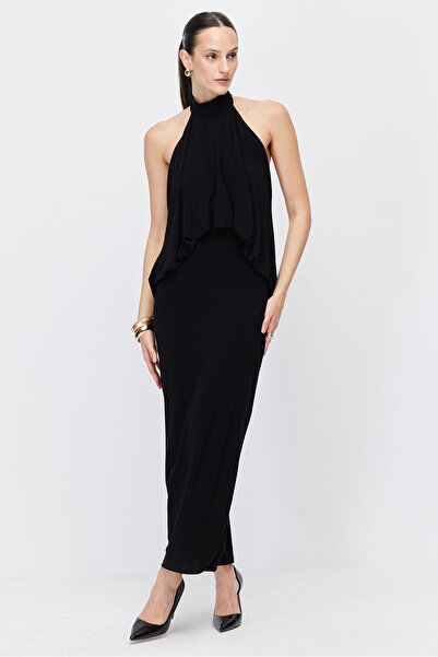 PAULMARK Women's Halter Neck Flowy Maxi Dress