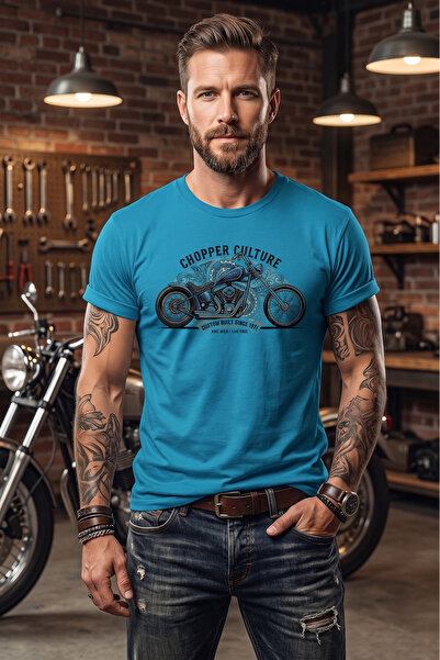 WİDİ تي شيرت Chopper Culture مصمم خصيصًا للدراجات النارية بتصميم خاص أسود للج...