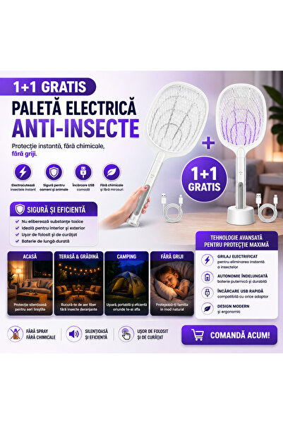 OEM 1+1 FREE Electric anti-insect paddle, USB charging (RO-V09)