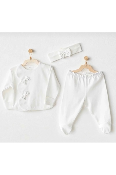 andywawa Li̇mi̇ Baby Girl Cotton Combed Cotton Set with Metal Band