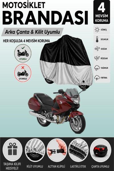 Cemku Double Black Top - Gray Bottom, Rear Bag Compatible Honda Nt 700 V Deau...
