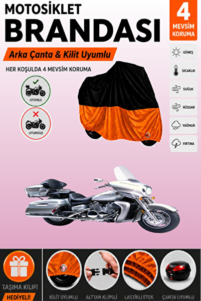 Cemku Double Black Top - Orange Bottom, Rear Bag Compatible Yamaha Venture Ro...