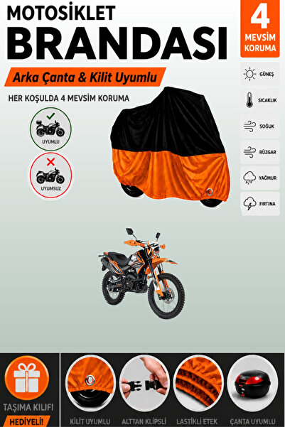 Cemku Double Black Top - Orange Bottom, Rear Bag Compatible Rks Nr200 Motorcy...