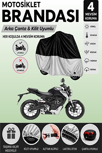 Cemku Double Black Top - Gray Bottom, Rear Bag Compatible Honda Cb 125 R Moto...