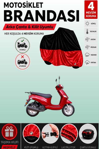 Cemku Double Black Top - Red Bottom, Rear Bag Compatible Kanuni Wiki 125 Moto...