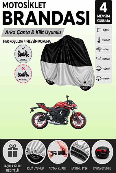 Cemku Double Black Top - Gray Bottom, Rear Bag Compatible Kawasaki Z 650 Moto...