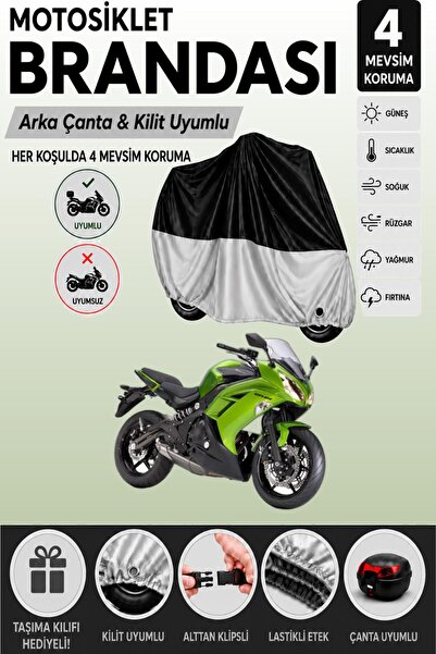 Cemku Double Black Top - Gray Bottom, Rear Bag Compatible Kawasaki Er-6 F Mot...
